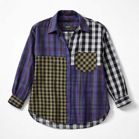 Anthropologie Tops - Anthropologie Multicolor Plaid Button Down Shirt